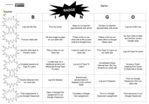 Bingo board of 30 skills